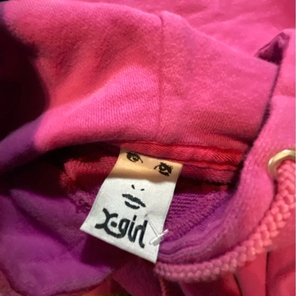 X-Girl Pink Crop Top Sweatshirt Size 2 B20 - Picture 3 of 3
